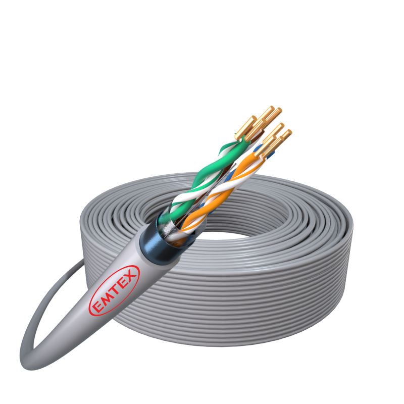 Cablu F/UTP, Cat.5e, Cupru, 24AWG/1, manta PVC, Eca, Fluke Pass, cutie 305m , gri - Emtex_1