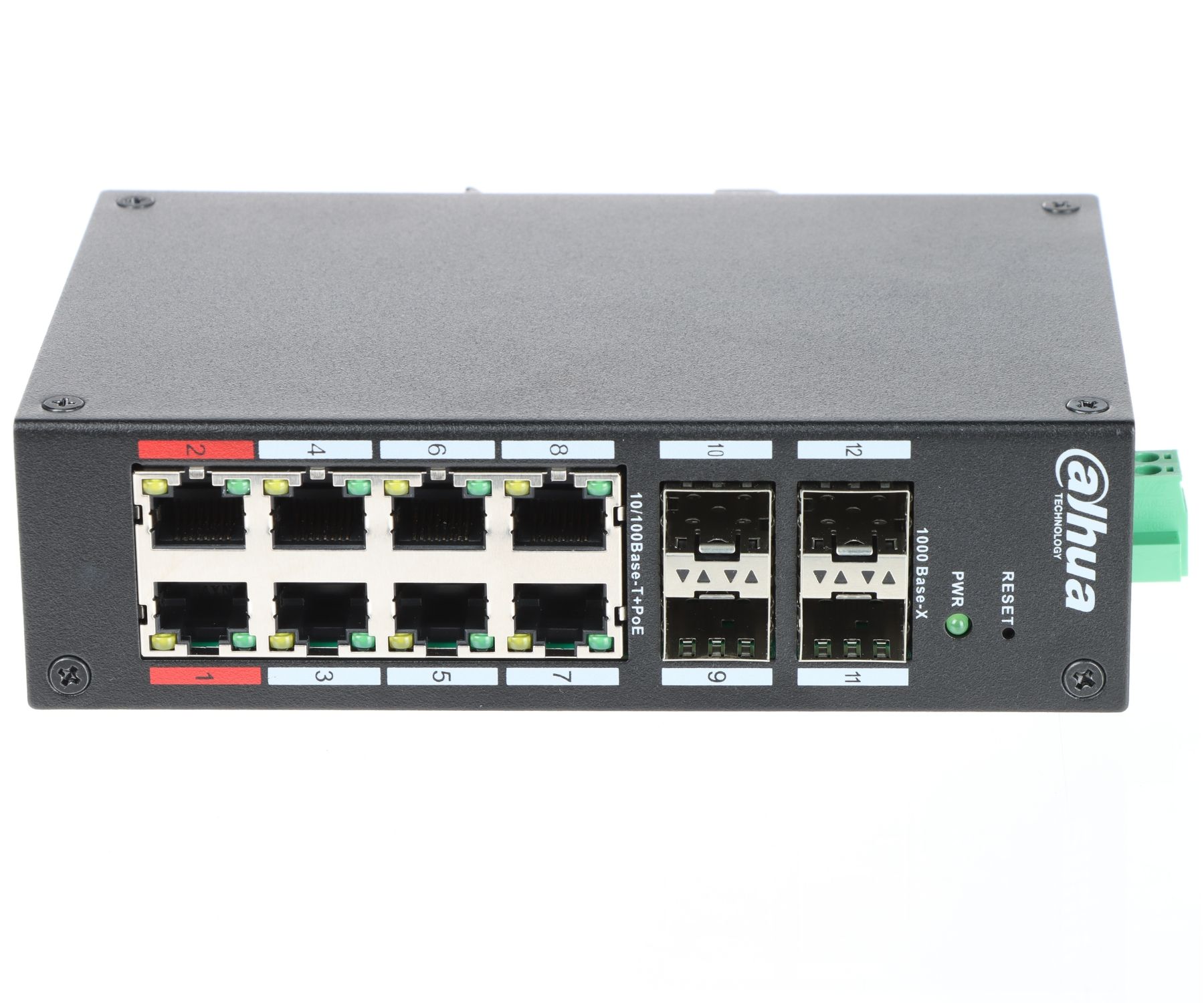 Dahua PoE Hardened Managed Desktop Layer 2 Switch, 12 Ports, 8x100M RJ-45 (PoE max 135W), 4xGbit SFP 1000 (Uplink)_2