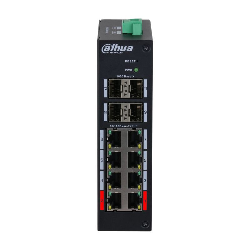 Dahua PoE Hardened Managed Desktop Layer 2 Switch, 12 Ports, 8x100M RJ-45 (PoE max 135W), 4xGbit SFP 1000 (Uplink)_3