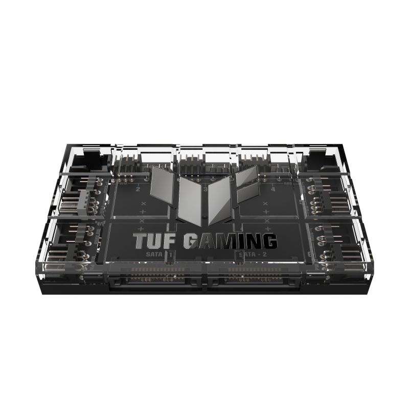 ASUS TUF Gaming ARGB PWM Fan Hub. Type: Fan controller, Product colour: Black, Fan connector: 4-pin. Width: 115 mm, Depth: 69 mm, Height: 17.7 mm_1