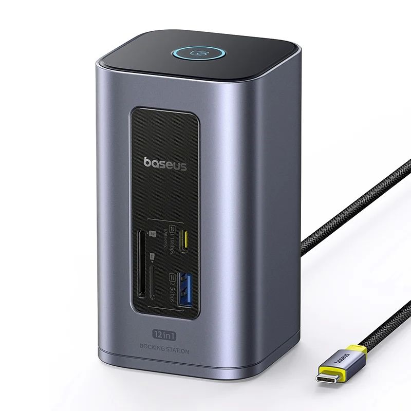 DOCKING STATION Baseus Spacemate RD1 12 in 1, input USB Type-C, output 2xHDMI 4K@60Hz, 2xUSB-C (10Gbps), 2xUSB-A (5Gbps), 2xUSB, 1xRJ45, card reader SD/micro SD, 1XUSB-C (PD), gri 