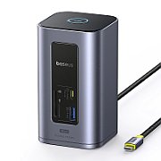 DOCKING STATION Baseus Spacemate RD1 12 in 1, input USB Type-C, output 2xHDMI 4K@60Hz, 2xUSB-C (10Gbps), 2xUSB-A (5Gbps), 2xUSB, 1xRJ45, card reader SD/micro SD, 1XUSB-C (PD), gri 