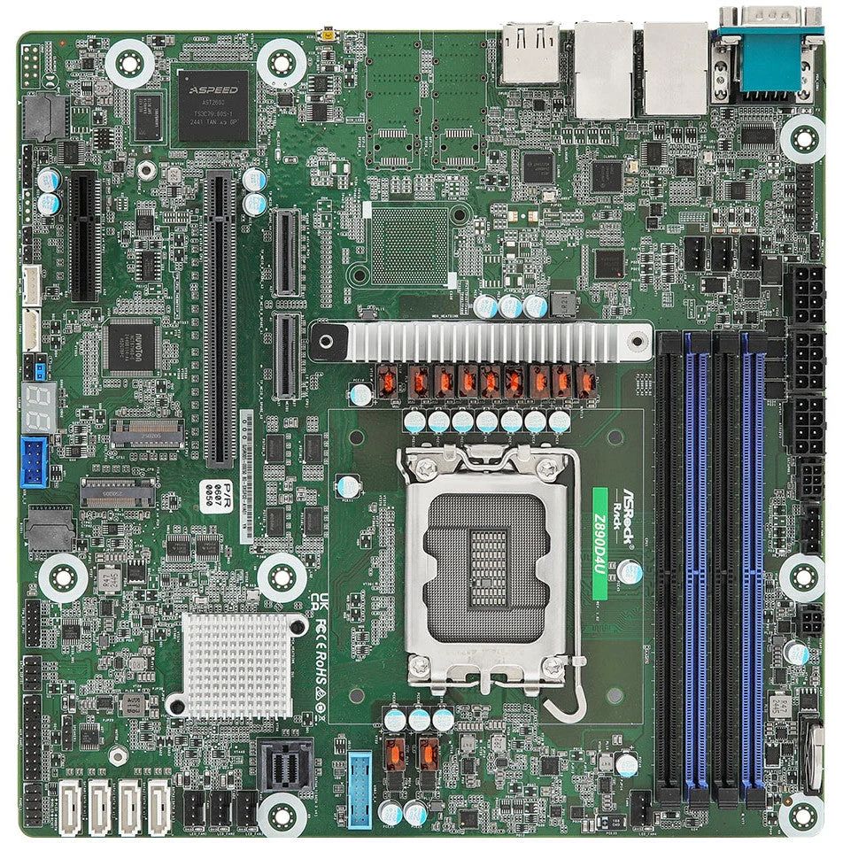ASRock Z890D4U, 1xSKT LGA 1851, Intel Core Ultra, Z890, SATA, 2xM.2, 2xGbE, IPMI_4