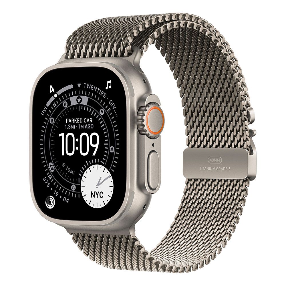 Apple Watch Ultra 3 Cellular 49mm Natural Titanium Case with Natural Titanium Milanese Loop - Large_1