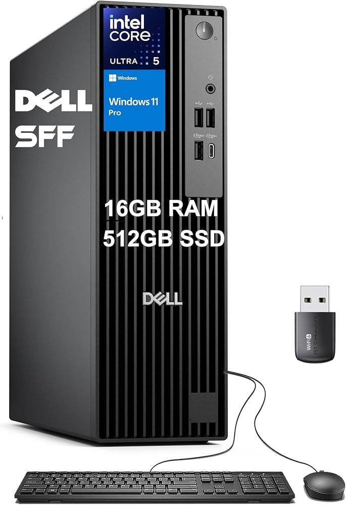 Dell Pro Slim,Intel Core Ultra 5 235(14Cores up to 5.0GHz)vPro,16GB(1x16)5600MT/s DDR5,1TB SSD,Integrated Graphics,Wi-Fi 7 BE200(2x2)802.11be+BT,Dell Optical Mouse-MS116,Dell Wired Keyboard-KB216,Ubuntu,180W,3Yr ProSupport_1