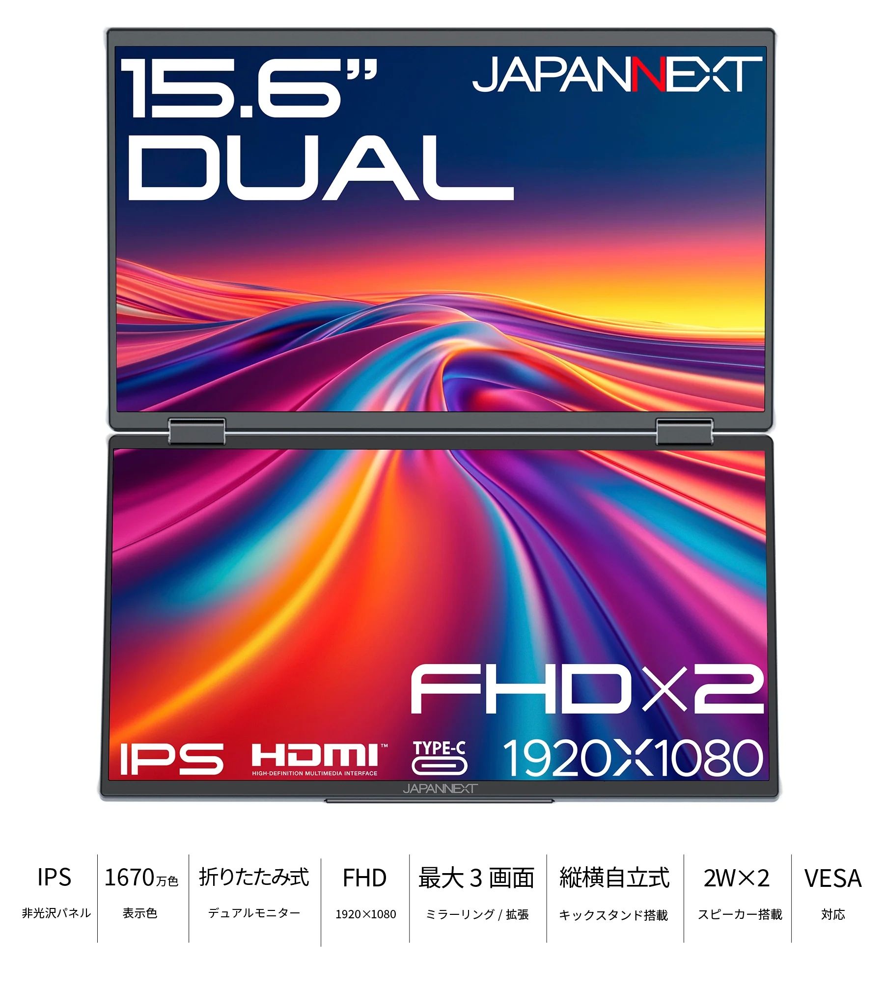 JAPANNEXT Dual Screen Mobile 15.6