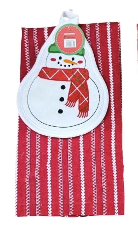 Set 2 piese bucatarie:suport vase,prosop Snowman_1