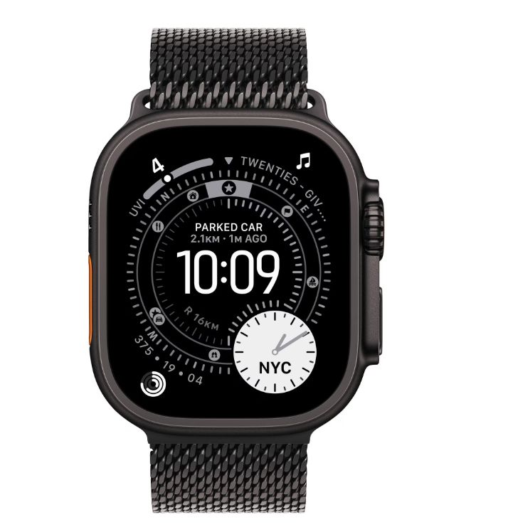 Apple Watch Ultra 3 GPS + Cellular 49mm Black Titanium Case with Black Titanium Milanese Loop - Small_1