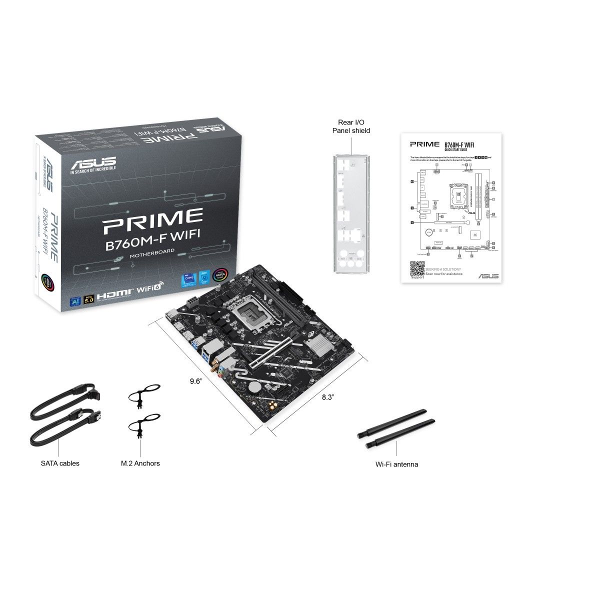 ASUS PRIME B760M-F WIFI. Processor manufacturer: Intel, Processor socket: LGA 1700, Compatible processor series: Intel® Celeron®, Intel® Pentium® Gold, Intel® Core™ i3, Intel® Core™ i5, Intel® Core™.... Supported memory types: DDR5-SDRAM, Maximum internal memory: 96 GB, Memory slots type: DIMM_2