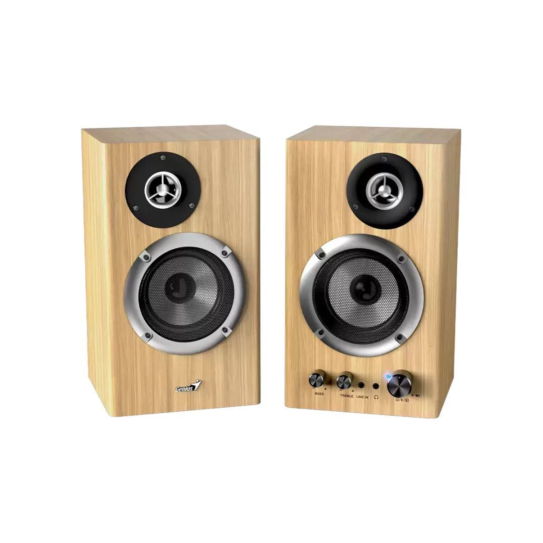 BOXE GENIUS 2.0, bluetooth, RMS: 50W (2 x 25W), bass control, treble control, mufa casti, Line-in 3.5mm, pine wood, 
