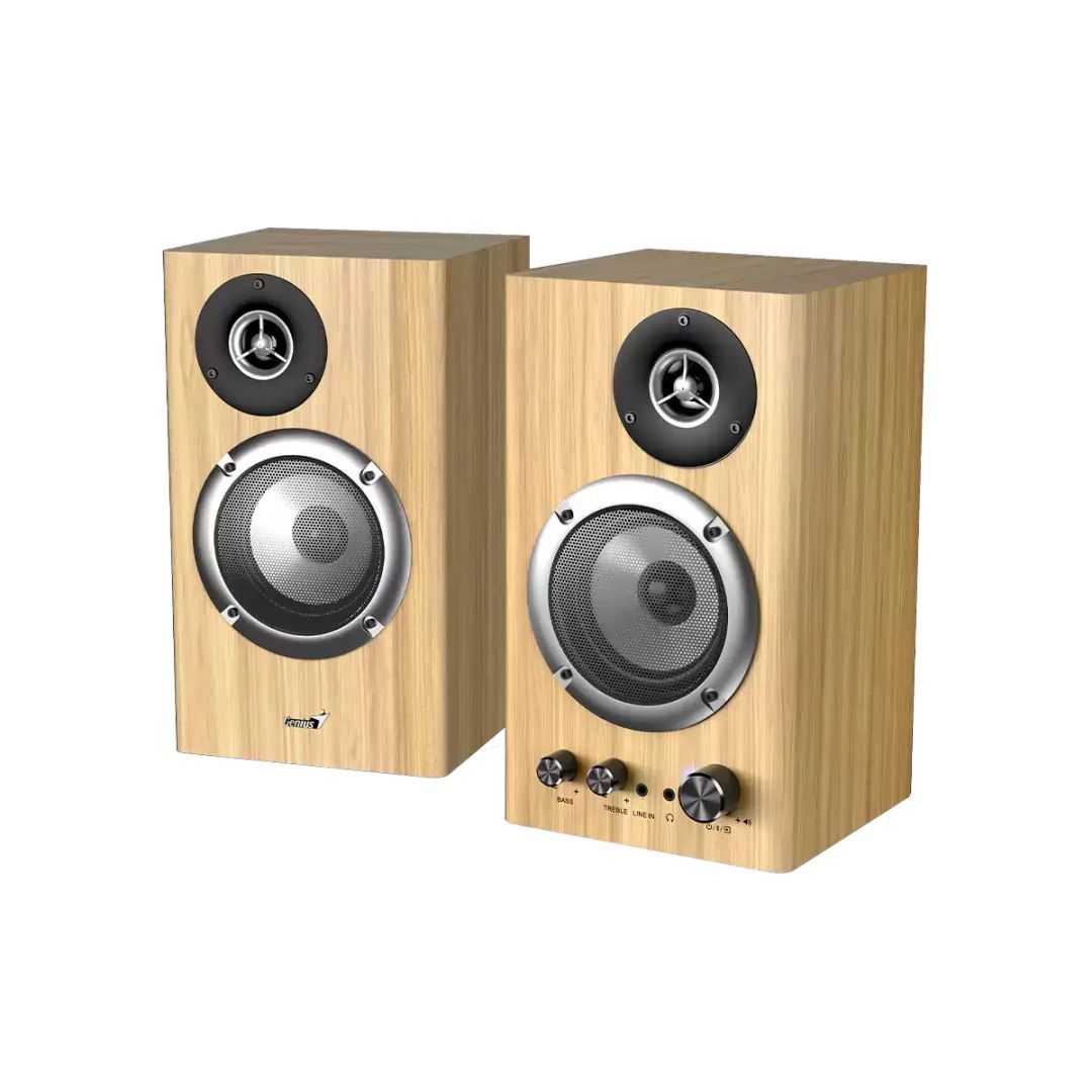 BOXE GENIUS 2.0, bluetooth, RMS: 50W (2 x 25W), bass control, treble control, mufa casti, Line-in 3.5mm, pine wood, 