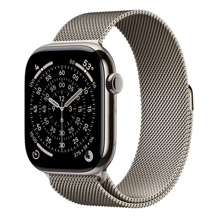 Apple Watch Series 11 GPS + Cellular 46mm Carcasă din Titan Natural cu Brățară Milanese Naturală - S/M_1