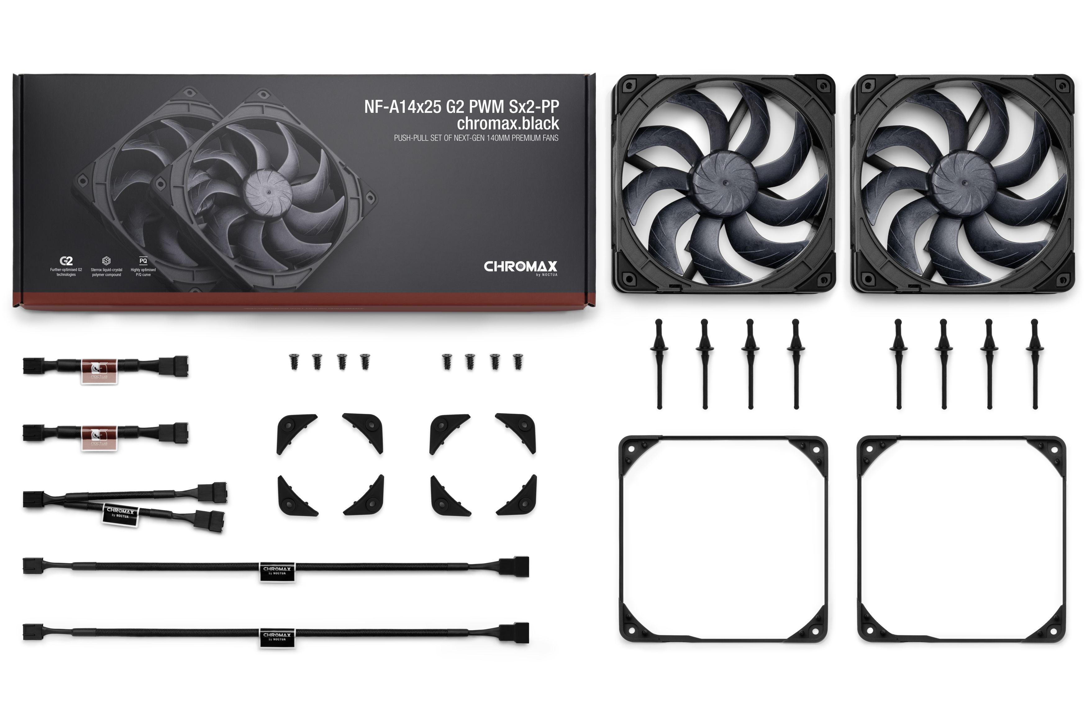 Wentylator NOCTUA 140mm NF-A14x25 G2 PWM Sx2 PP chromax black_2