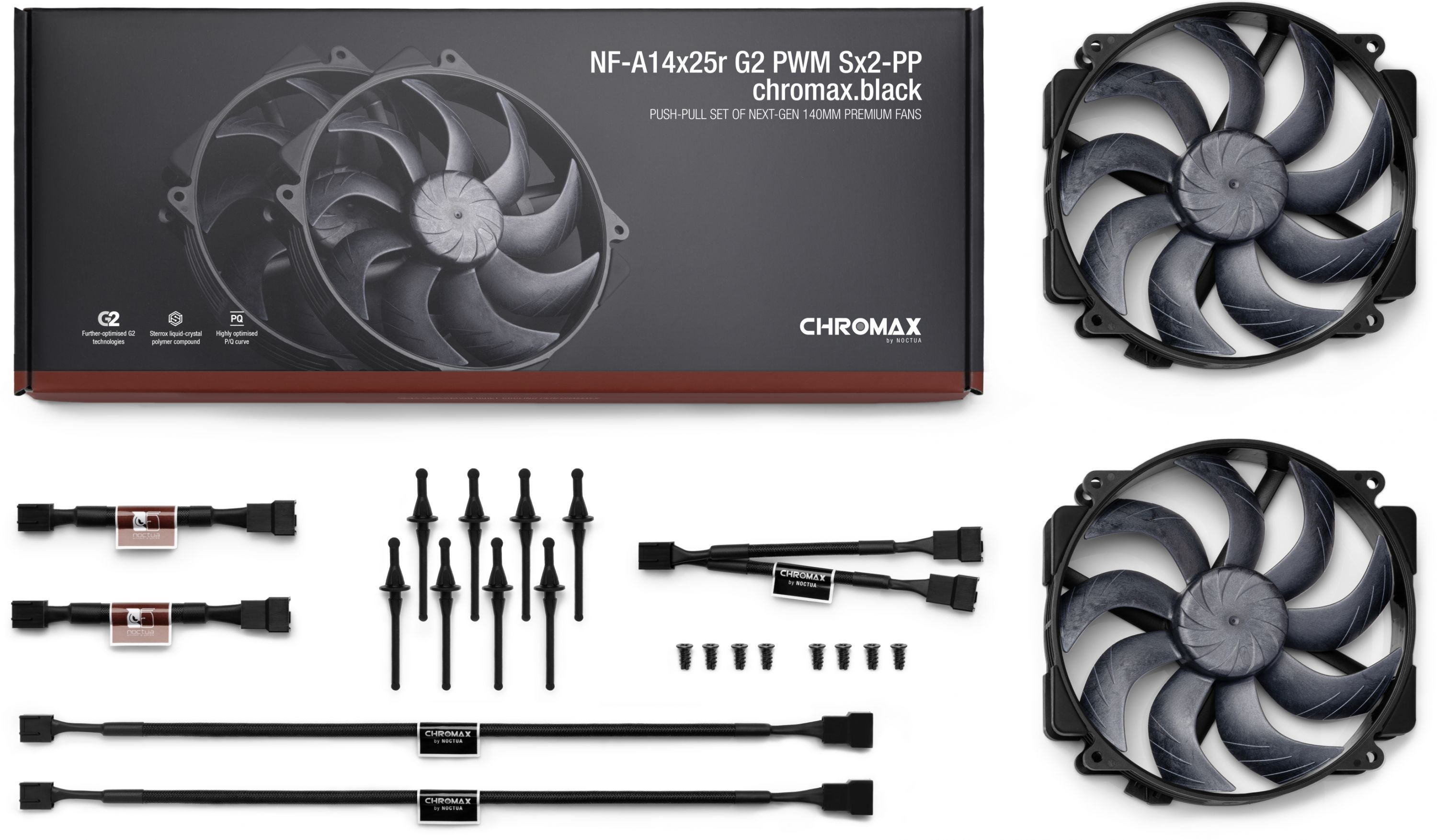 Wentylator NOCTUA 140mm NF-A14x25r G2 PWM Sx2 PP chromax black_2