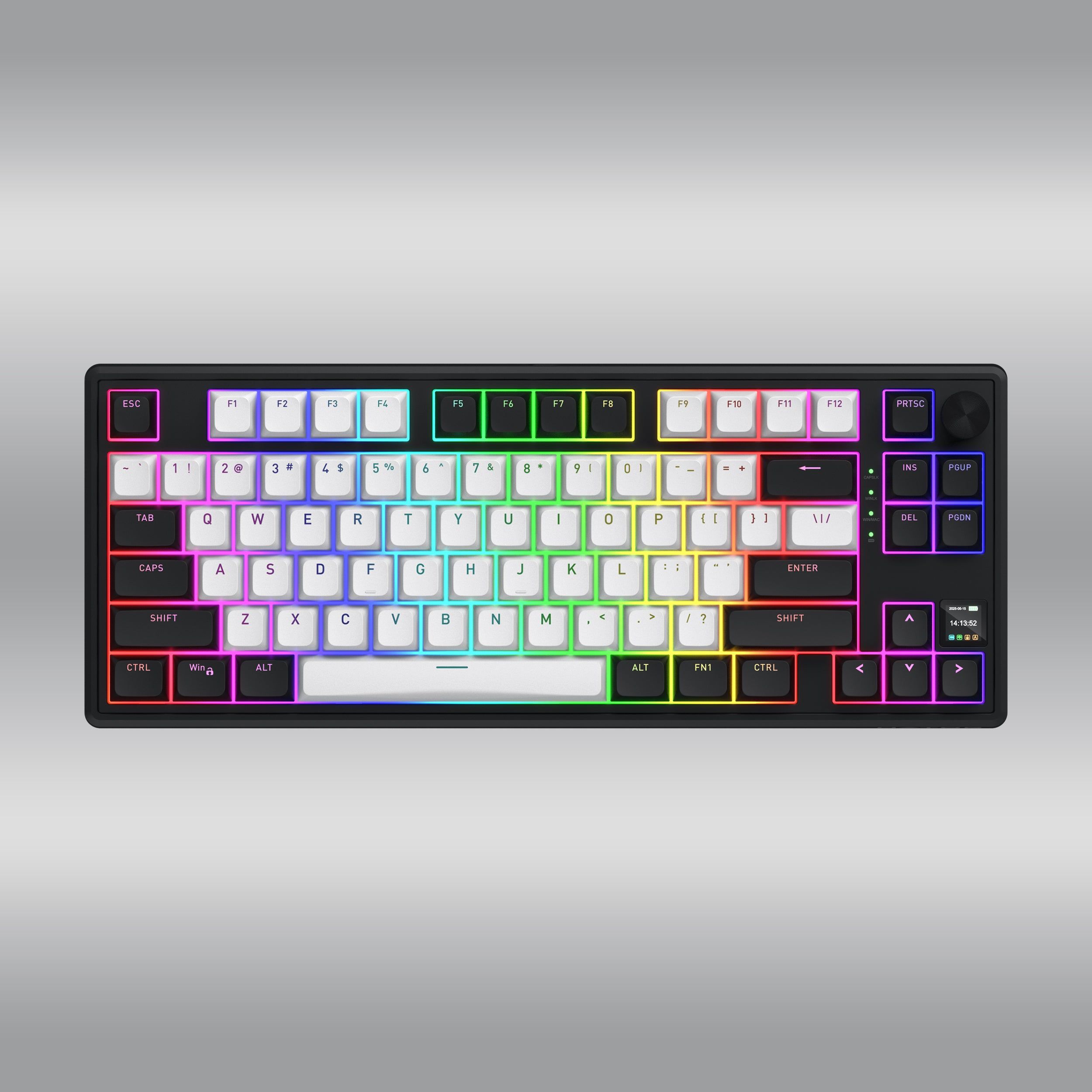 Tastatura wireless Hator Skyfall 100 Pro, interfata 2.4GHz, BT5.3, USB, polling rate 1000Hz, capacitate baterie 8000mAh, switch HATOR Aurum Vanila Silent linear, material tasta OMA, buton de control multimedia, sistem de anulare a zgomotului integrat, alb-negru_2