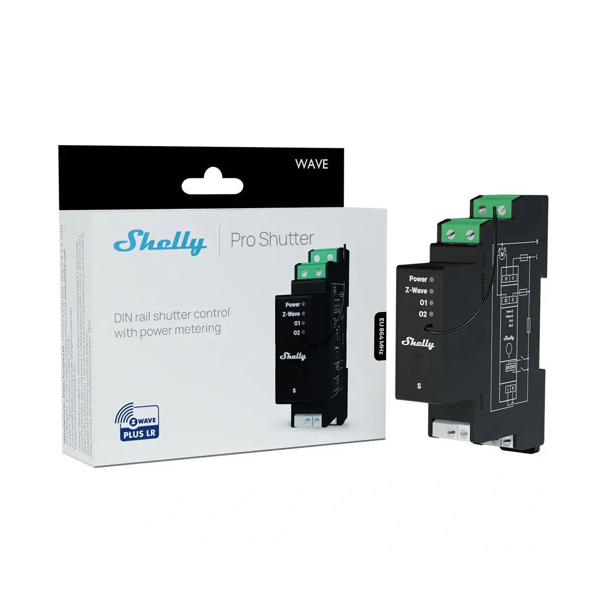 Inteligentny sterownik na szynę DIN Z-Wave Shelly Wave Pro Shutter LR_1