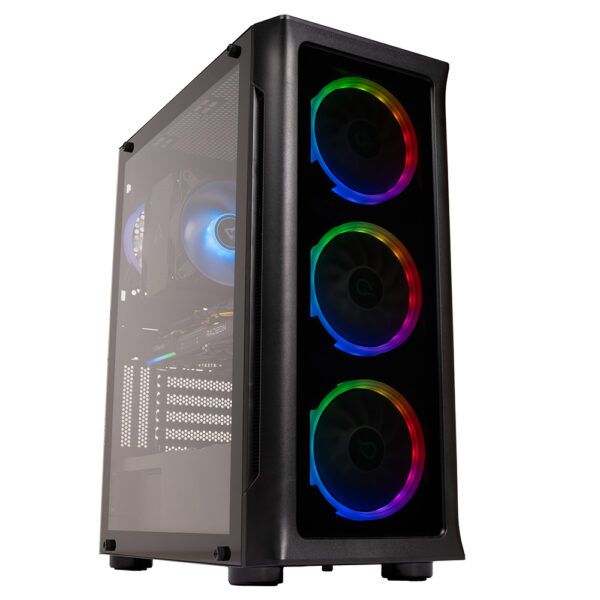 Sistem Desktop PC Gaming Spacer Conqueror, Ryzen 5 9600X, 32 GB DDR5, 2 TB SSD, Radeon RX 9060 XT Challenger 8GB OC, No OS, negru, 