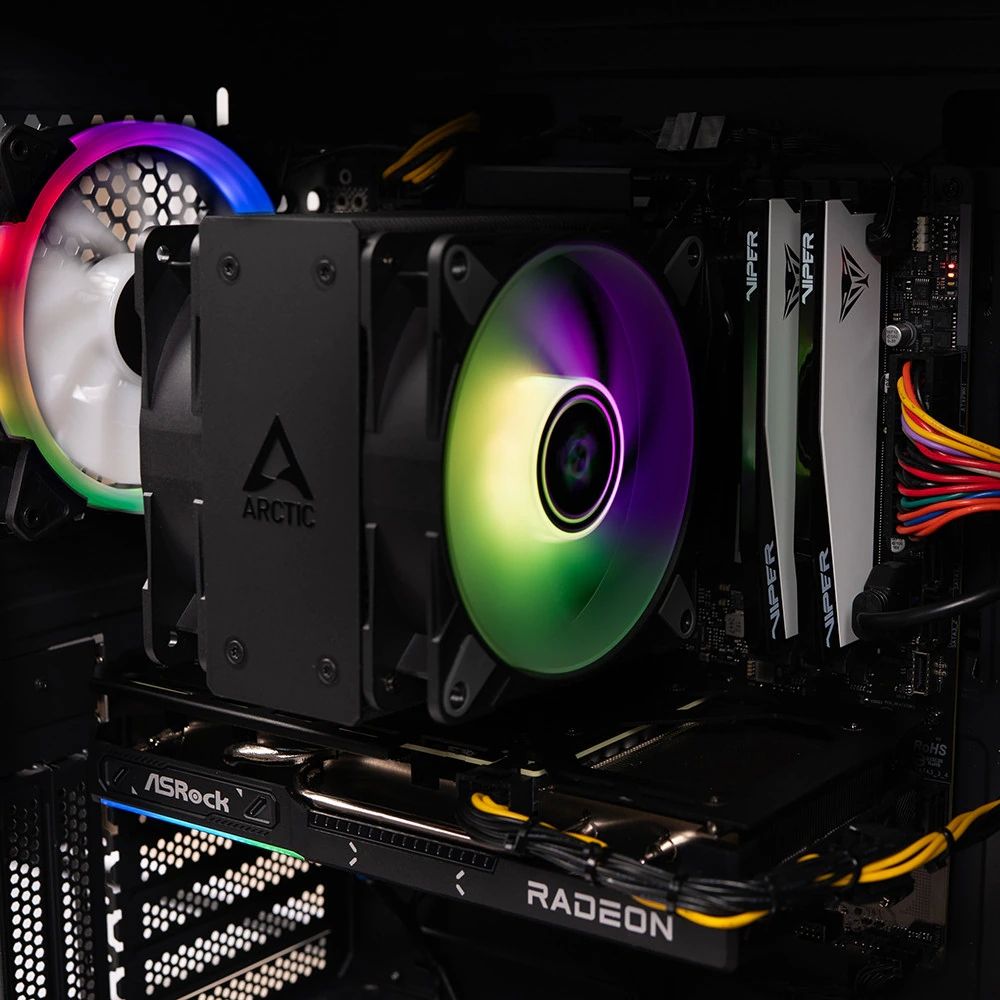 Sistem Desktop PC Gaming Spacer Conqueror, Ryzen 5 9600X, 32 GB DDR5, 2 TB SSD, Radeon RX 9060 XT Challenger 8GB OC, No OS, negru, 