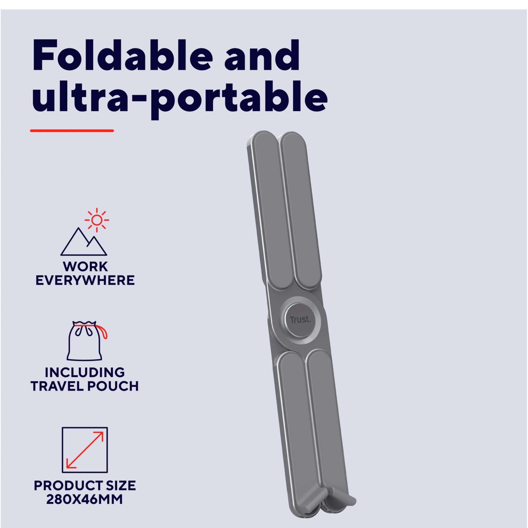 Stand laptop Trust Macy Foldable, ajustabil pe inaltime: 7 trepte, , dimensiune maxima laptop 17