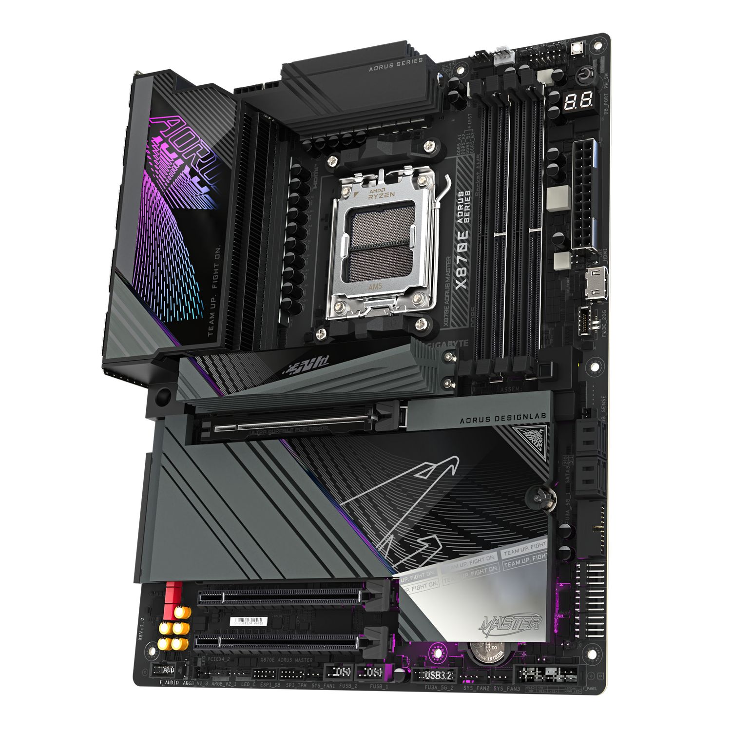 GIGABYTE X870E AORUS MASTER X3D. Processor manufacturer: AMD, Processor socket: Socket AM5, Compatible processor series: AMD Ryzen 7000 Series, AMD Ryzen 8000 Series, AMD Ryzen 9000 Series. Supported memory types: DDR5-SDRAM, Maximum internal memory: 256 GB, Memory slots type: DIMM. Supported_4