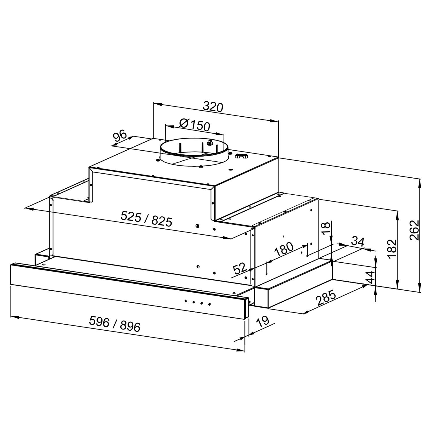 Telescopic hood MAAN Corona Touch Bis 60 635 m3/h  Black_2