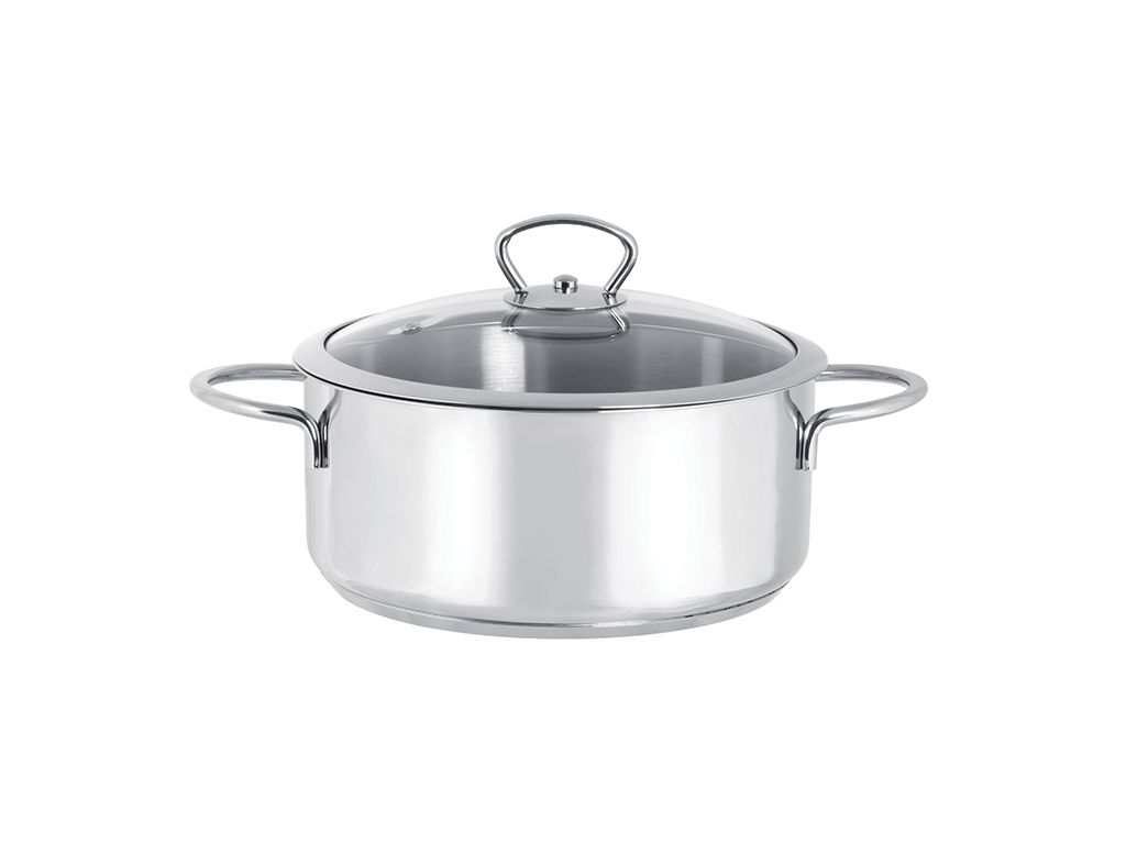 Cratita 2.8l cu capac din sticla Kulinaria Metalac inox/20cm/2.8l