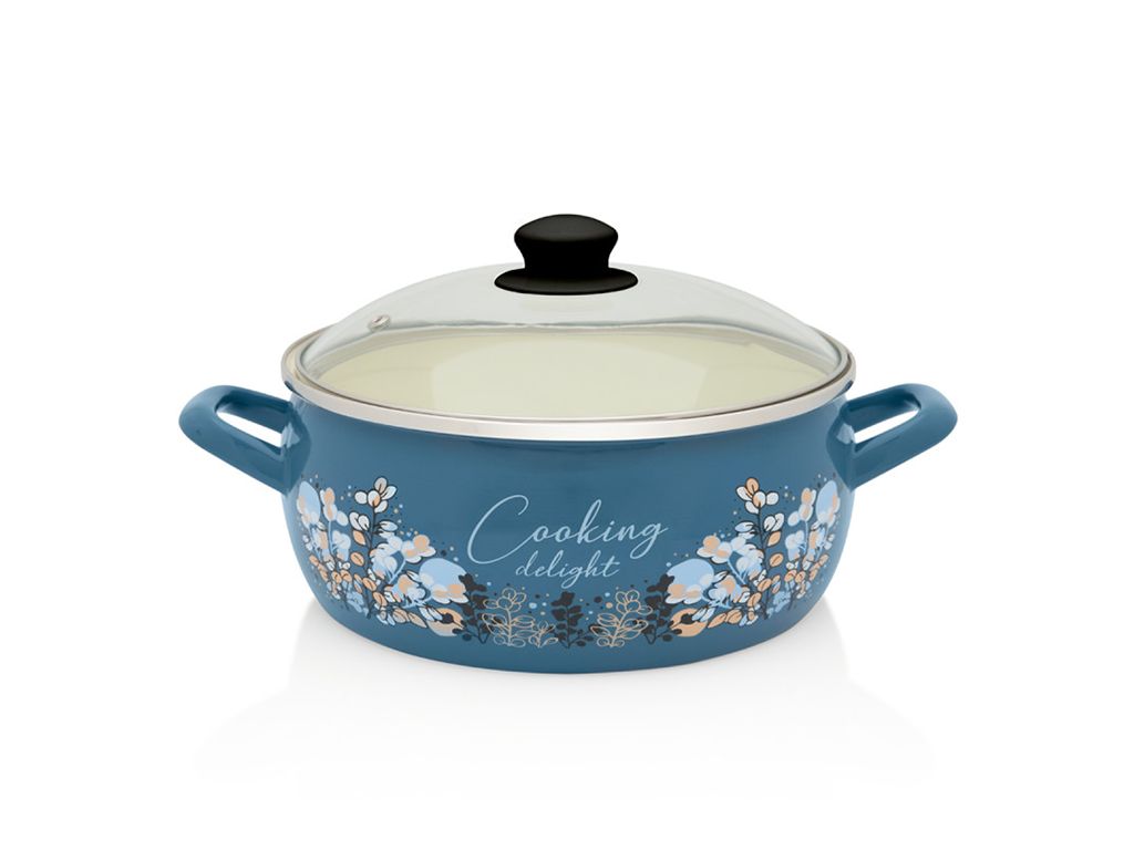 Cratita 5l cu capac sticla Cooking Delight Metalac email/24cm/5l