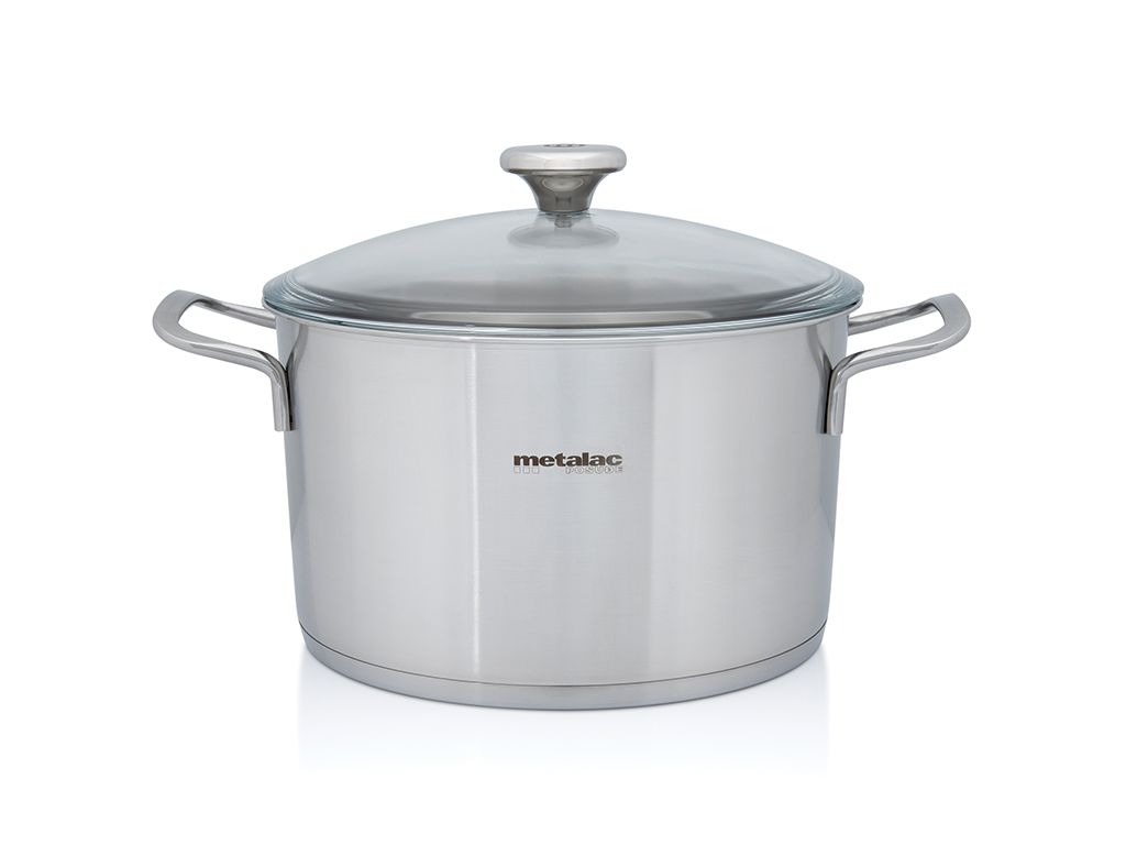Oala 6l cu capac din sticla Santino Metalac inox/24cm/6l