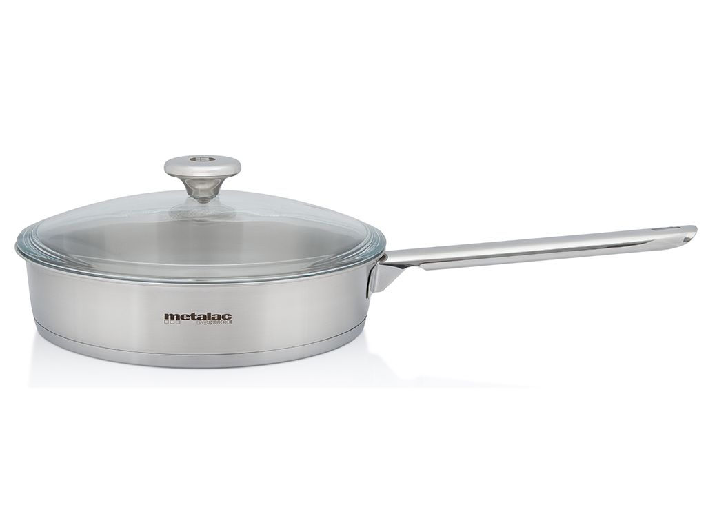 Tigaie 2.4l cu capac din sticla Santino Metalac inox/24cm/2.4l