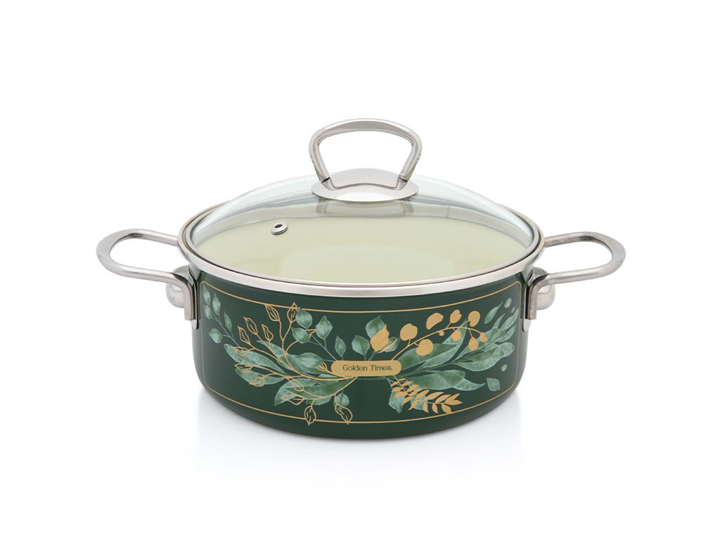 Cratita 2.75l cu capac sticla Golden Times Metalac email/20cm/2.75l