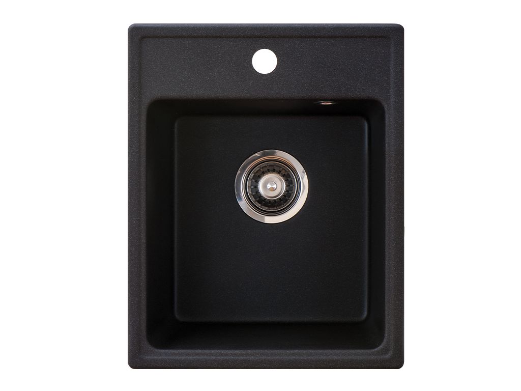 Chiuveta X Granit Quadro 40 negru400 x 500 mm, sifon 90 mm, granit