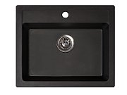 Chiuveta X Granit Quadro 60 negru600 x 500 mm, sifon 90 mm, granit_1