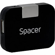 HUB extern SPACER, porturi USB: USB 2.0 x 4, conectare prin USB 2.0, negru, 