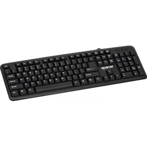 TASTATURA SPACER USB, 104 taste, anti-spill, black, 