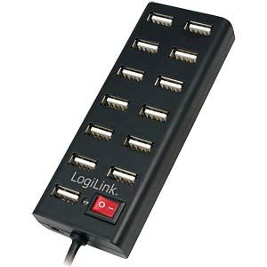 HUB extern LOGILINK, porturi USB: USB 2.0 x 13, conectare prin USB 2.0, alimentare retea 220 V, cablu 0.75 m, negru, 