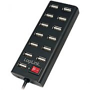 HUB extern LOGILINK, porturi USB: USB 2.0 x 13, conectare prin USB 2.0, alimentare retea 220 V, cablu 0.75 m, negru, 