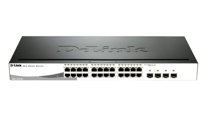 SWITCH PoE D-LINK Smart 24 porturi Gigabit (24 PoE) +  4 porturi combo SFP, IEEE 802.3af/at, carcasa metalica. 